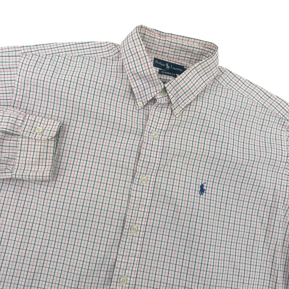 Ralph Lauren Mens XL Classic Fit Tattersall Check Button Down Shirt FLAW